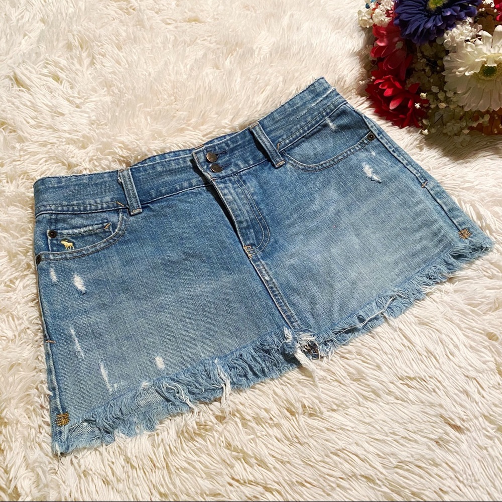 Abercrombie Denim Raw Hem Distressed Skirt